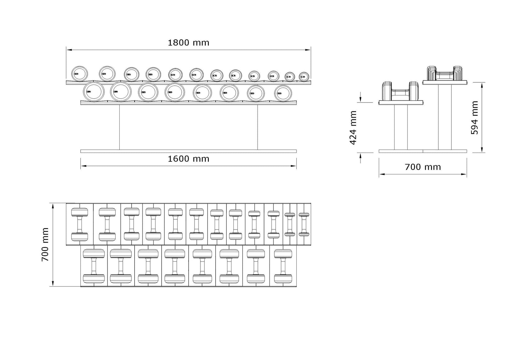 COLMIA Horizontal Dumbbell Set